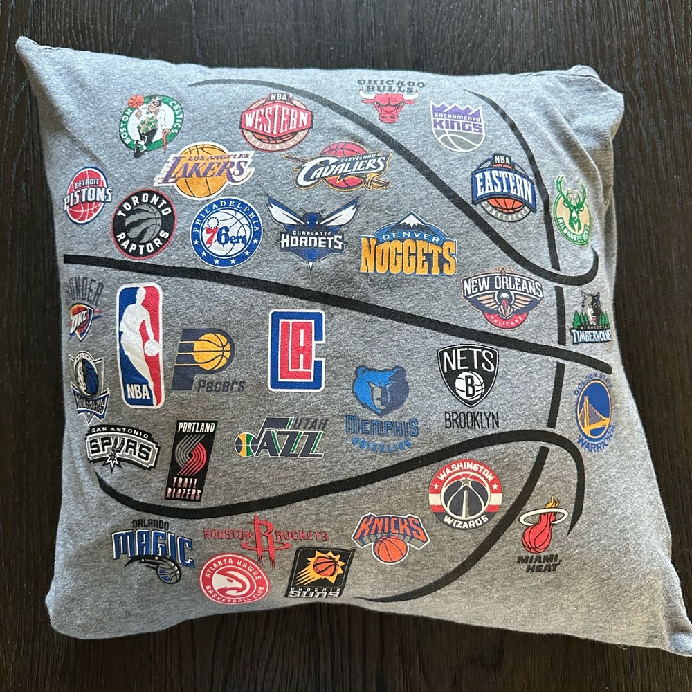 NBA Gray Accent Pillow with Team Logos